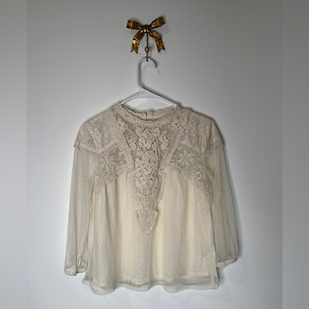 Anthropologie Cream Lace Blouse